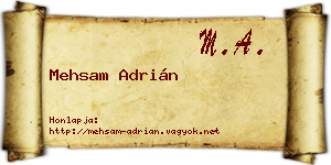 Mehsam Adrián névjegykártya